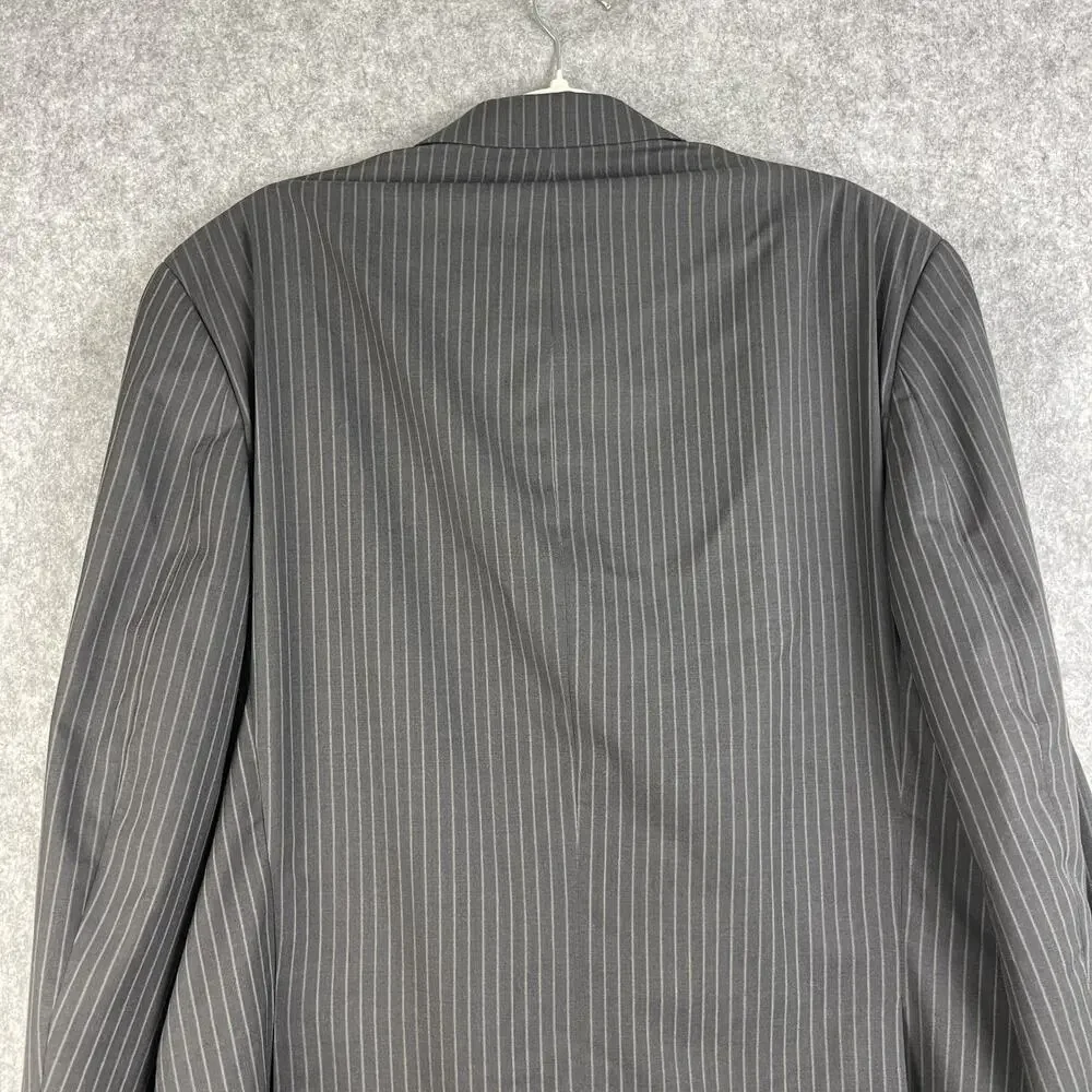 Ralph Lauren Blazer Sport Coat Mens 44L Dark‎ Gray Striped Double Breasted Peak